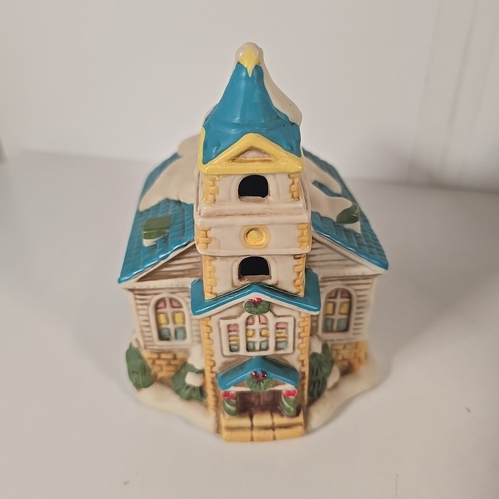 Lefton Colonial‎ Christmas Village Church Wind Up Music Box Silent Night 06354